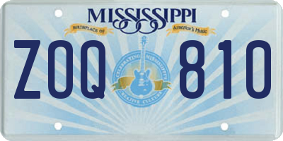 MS license plate ZOQ810