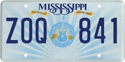 MS license plate ZOQ841