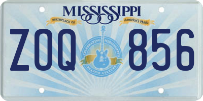 MS license plate ZOQ856