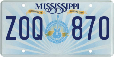 MS license plate ZOQ870