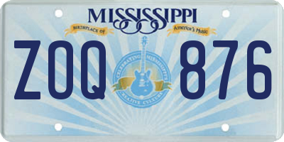 MS license plate ZOQ876