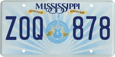 MS license plate ZOQ878