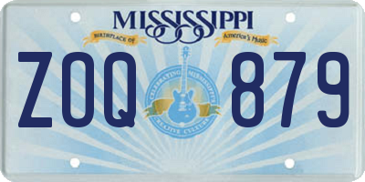 MS license plate ZOQ879