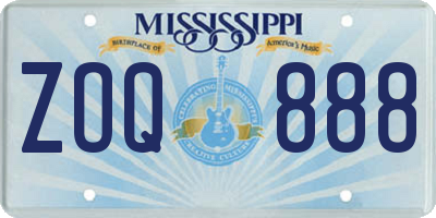 MS license plate ZOQ888