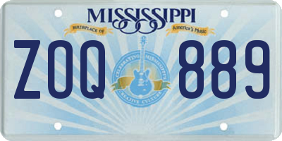 MS license plate ZOQ889