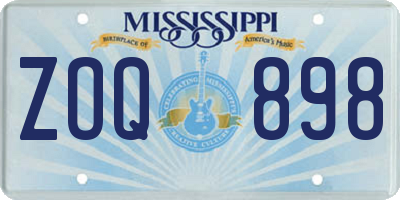 MS license plate ZOQ898