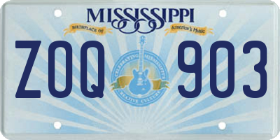 MS license plate ZOQ903