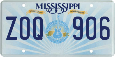 MS license plate ZOQ906