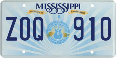 MS license plate ZOQ910