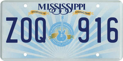 MS license plate ZOQ916