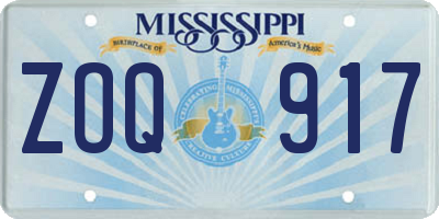 MS license plate ZOQ917