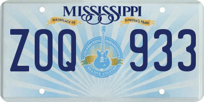 MS license plate ZOQ933