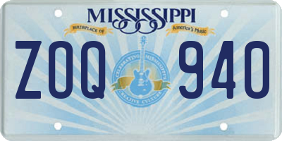 MS license plate ZOQ940