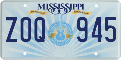 MS license plate ZOQ945