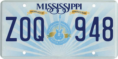 MS license plate ZOQ948