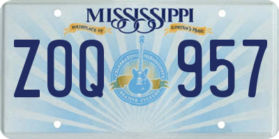 MS license plate ZOQ957