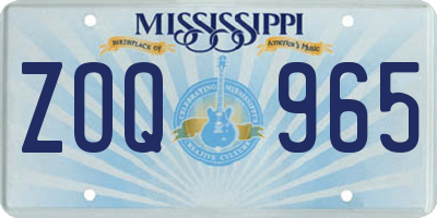 MS license plate ZOQ965