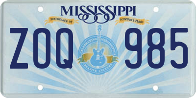 MS license plate ZOQ985
