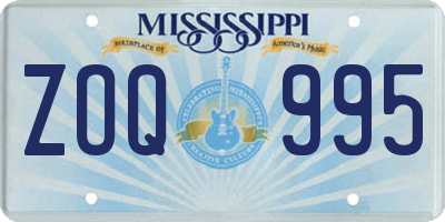MS license plate ZOQ995