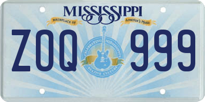 MS license plate ZOQ999