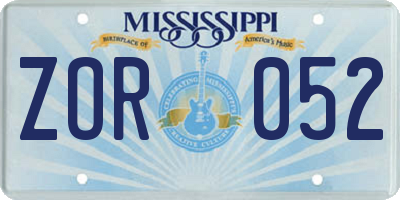 MS license plate ZOR052