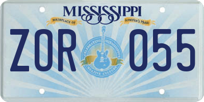 MS license plate ZOR055