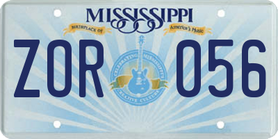 MS license plate ZOR056