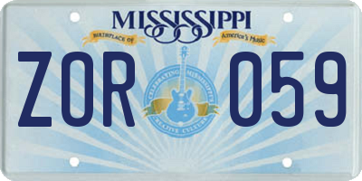 MS license plate ZOR059