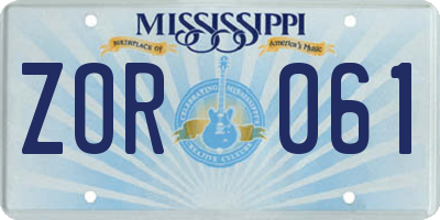 MS license plate ZOR061