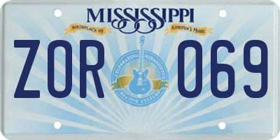 MS license plate ZOR069