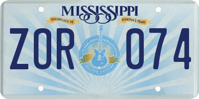 MS license plate ZOR074