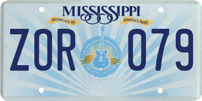 MS license plate ZOR079