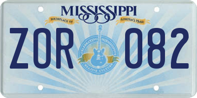 MS license plate ZOR082