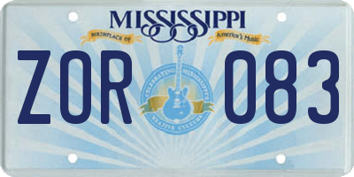 MS license plate ZOR083