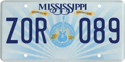 MS license plate ZOR089