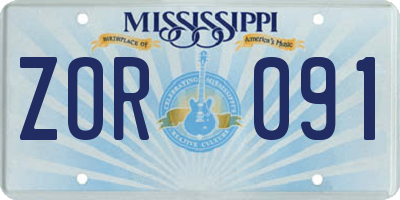 MS license plate ZOR091