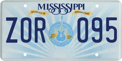 MS license plate ZOR095