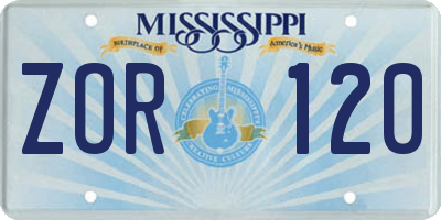 MS license plate ZOR120
