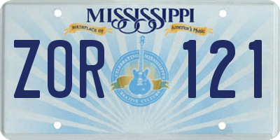 MS license plate ZOR121