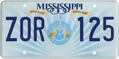 MS license plate ZOR125