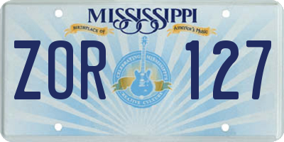 MS license plate ZOR127