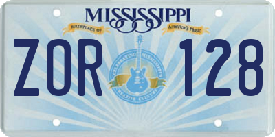 MS license plate ZOR128
