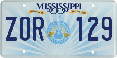 MS license plate ZOR129