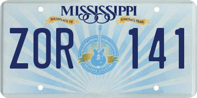 MS license plate ZOR141