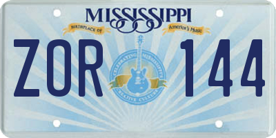 MS license plate ZOR144