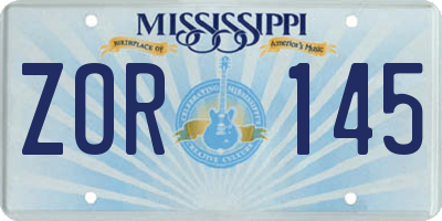 MS license plate ZOR145