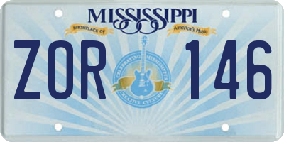 MS license plate ZOR146