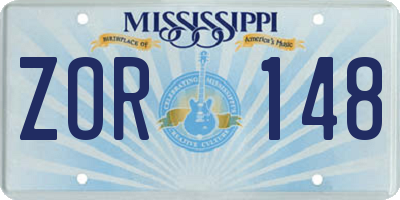 MS license plate ZOR148