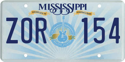 MS license plate ZOR154