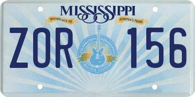 MS license plate ZOR156